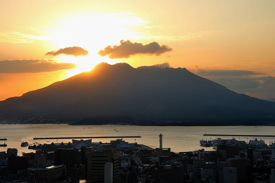 早朝の桜島